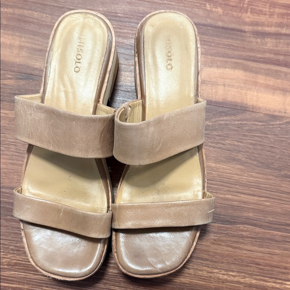 Nisolo Beige Double-Strap Slide Mules